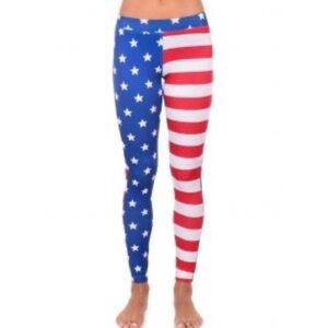 Tipsy Elves Red White Blue Flag Leggings